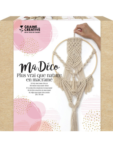 Kit de macramê para suspensão com círculo de bambu