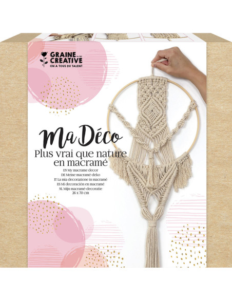 Kit de macramê para suspensão com círculo de bambu