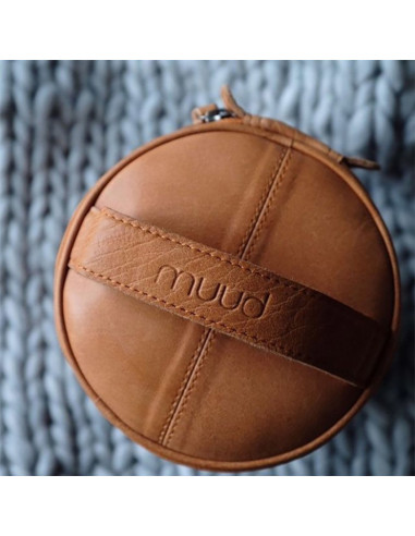 Saco de armazenamento em couro para tricô Muud Saturn XL - Whisky