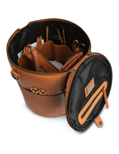Saco de armazenamento em couro para tricô Muud Saturn XL - Whisky