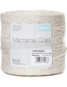 Cordão de algodão macramé 3 mm natural