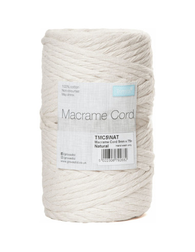 Cordão de algodão macramé 5 mm natural