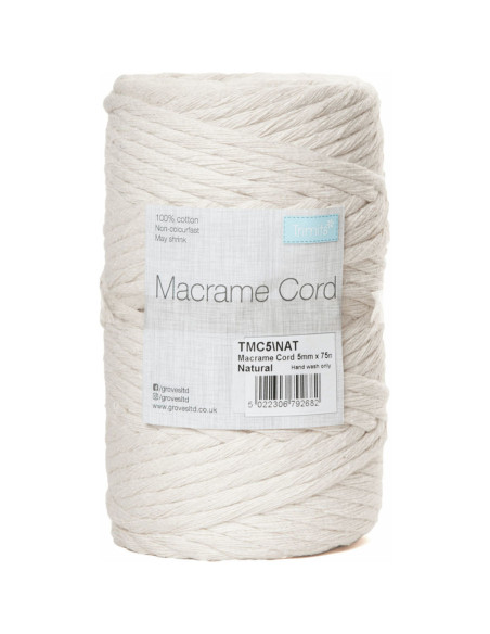 Cordão de algodão macramé 5 mm natural