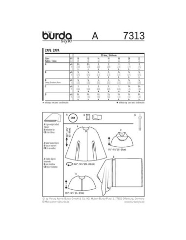 Molde de capa - Burda 7313