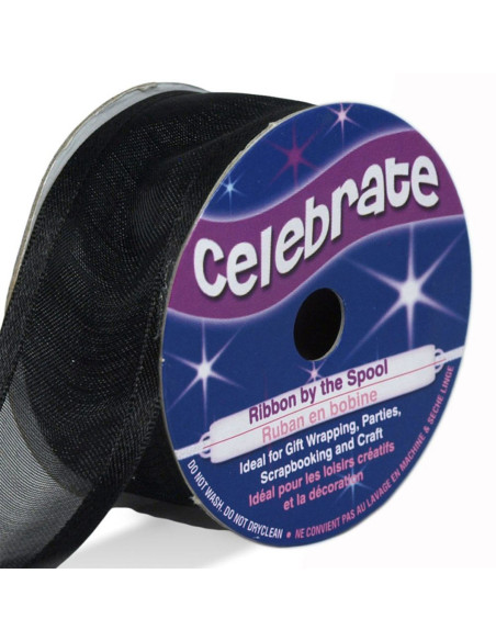 Fita de organza Celebrate preta - 25 mm x 4 m
