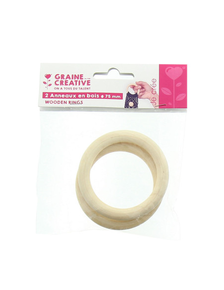 Anéis de madeira natural para macramé 75 mm