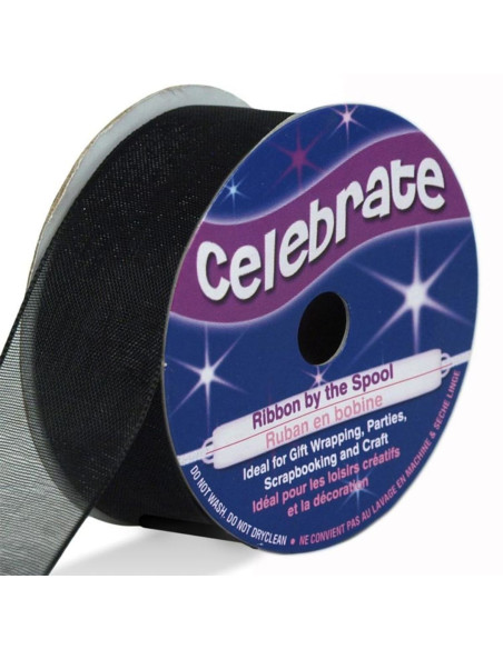 Fita de organza Celebrate preta - 20 mm x 5 m
