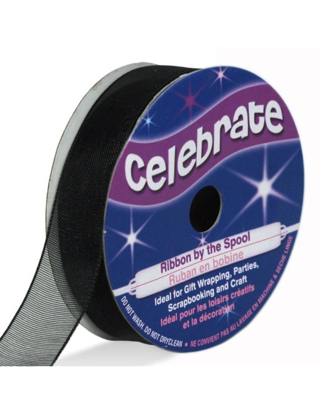 Fita de organza Celebrate preta - 12 mm x 6 m
