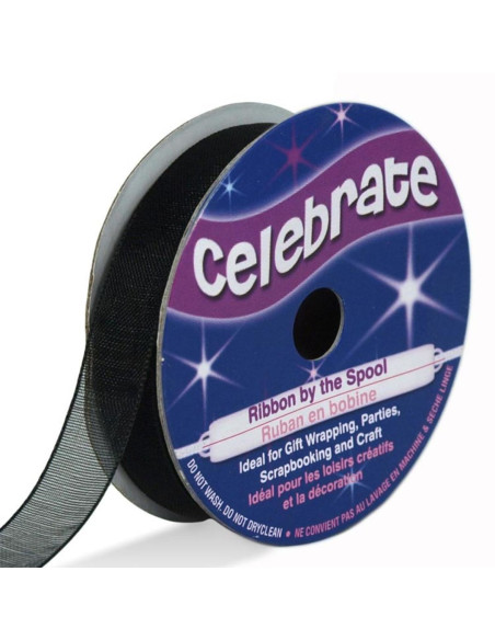 Fita de organza Celebrate preta - 9 mm x 8 m