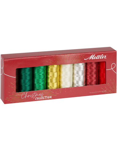 Conjunto de 8 linhas de costura metalizadas X-Mas Collection Mettler ®