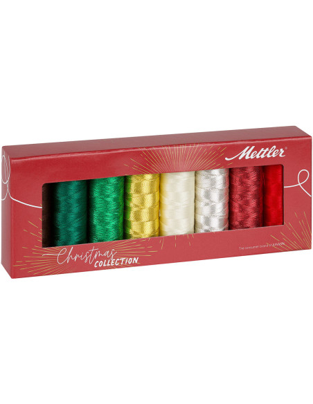Conjunto de 8 linhas de costura metalizadas X-Mas Collection Mettler ®