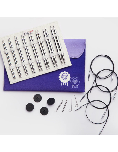 Conjunto de agulhas de tricô circulares KnitPro Deluxe Nova Metal