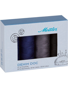 Conjunto de 4 linhas de costura Denim escuro Mettler