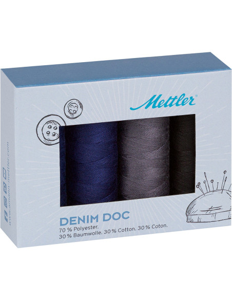Conjunto de 4 linhas de costura Denim escuro Mettler