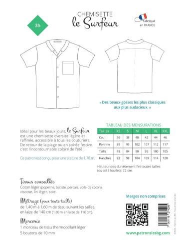 Molde de camisa masculina Le Surfeur - Les BG