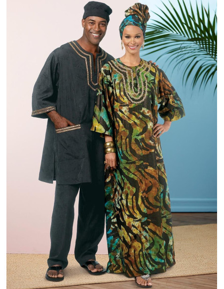 Molde de túnica, caftan, calça, chapéu e turbante - Butterick 6748