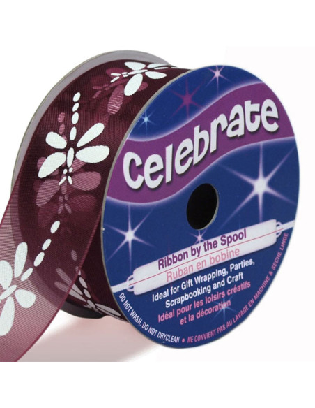 Fita de organza Celebrate libélula ameixa - 25 mm x 3 m