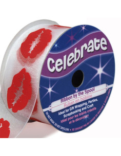 Fita de organza Celebrate lábios vermelhos - 25 mm x 3 m