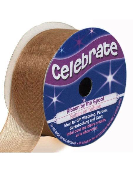 Fita de organza Celebrate marrom - 25 mm x 5 m