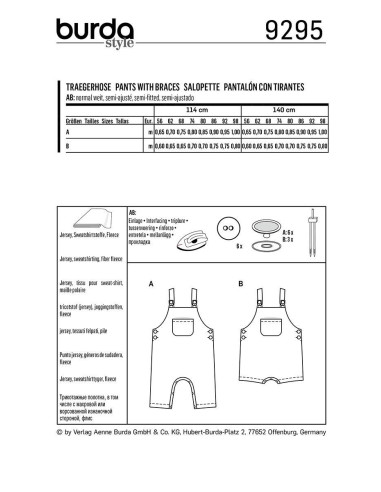 Molde de macacão e shorts - Burda 9295