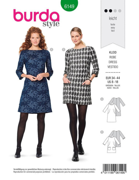 Molde de vestido - Burda 6149