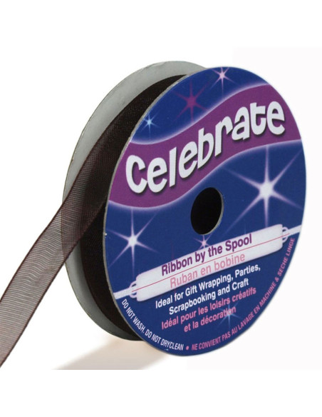 Fita de organza Celebrate chocolate - 9 mm x 8 m