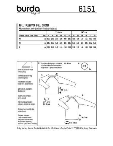 Padrão de suéter - Burda 6151