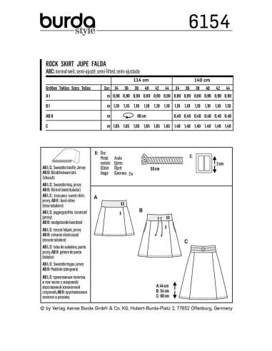 Molde de saia - Burda 6154