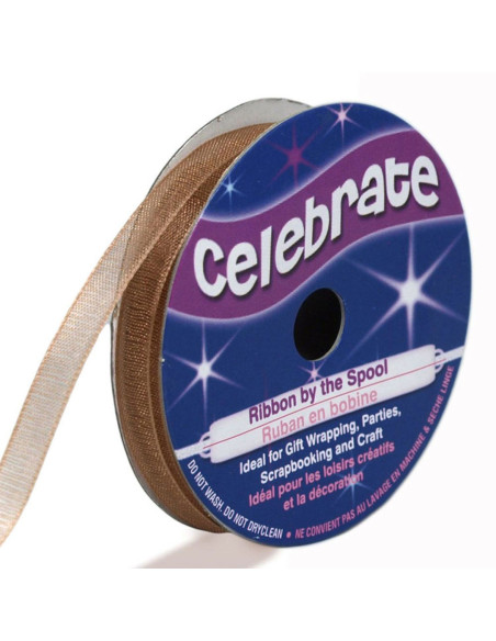 Fita de organza Celebrate marrom - 6 mm x 8 m