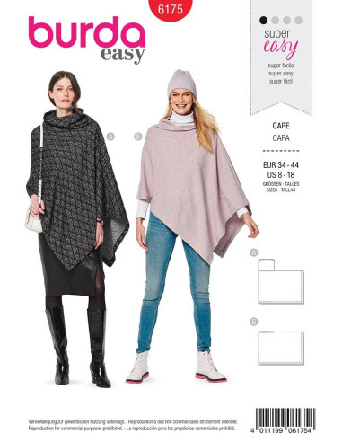 Molde de capa - Burda 6175