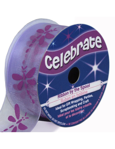 Fita de organza Celebrate libélula lilás - 25 mm x 3 m
