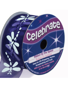 Fita de organza Celebrate libélula roxa - 25 mm x 3 m