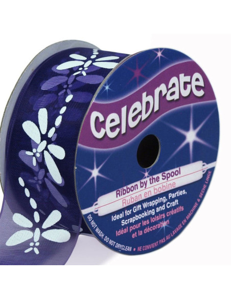 Fita de organza Celebrate libélula roxa - 25 mm x 3 m