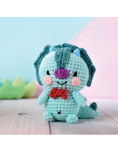 Kit de crochê minigurumi - Taro o dinossauro