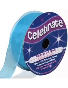 Fita de organza Celebrate azul lagoa - 20 mm x 5 m