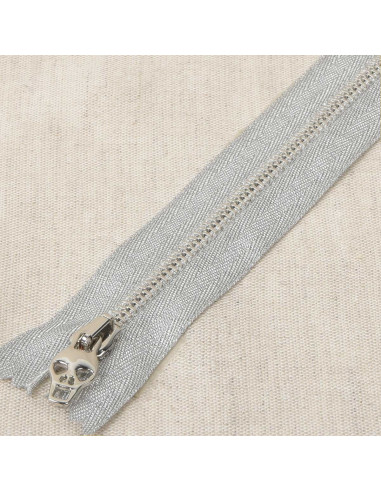 Fecho de metal lurex caveira - Prata