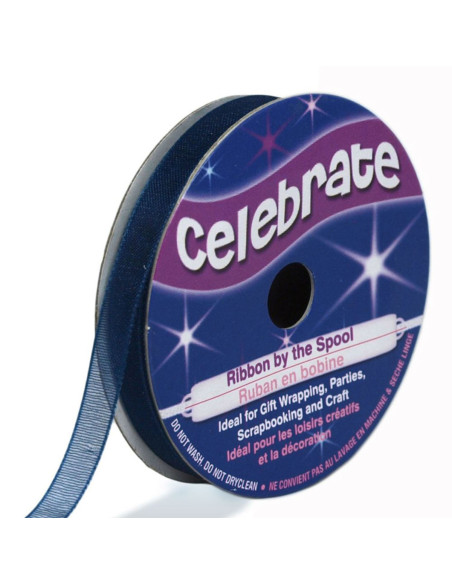 Fita de organza Celebrate azul-marinho - 6 mm x 8 m