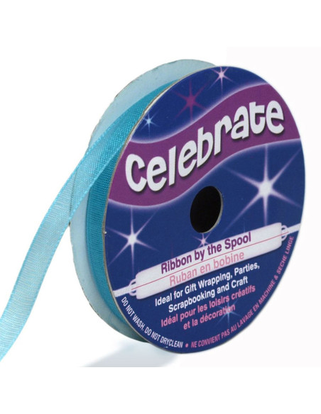 Fita de organza Celebrate azul turquesa - 6 mm x 8 m