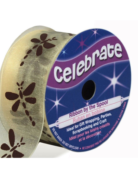 Fita de organza Celebrate libélula creme - 25 mm x 3 m