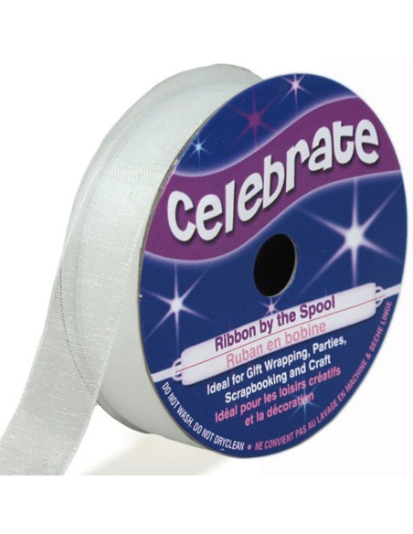 Fita de organza Celebrate branca - 12 mm x 6 m