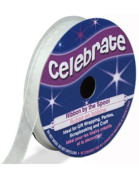Fita de organza Celebrate branca - 6 mm x 8 m