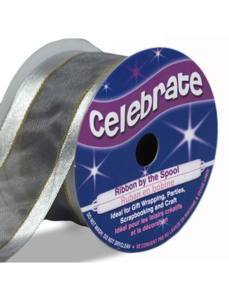 Fita de organza Celebrate prata - 32 mm x 4 m