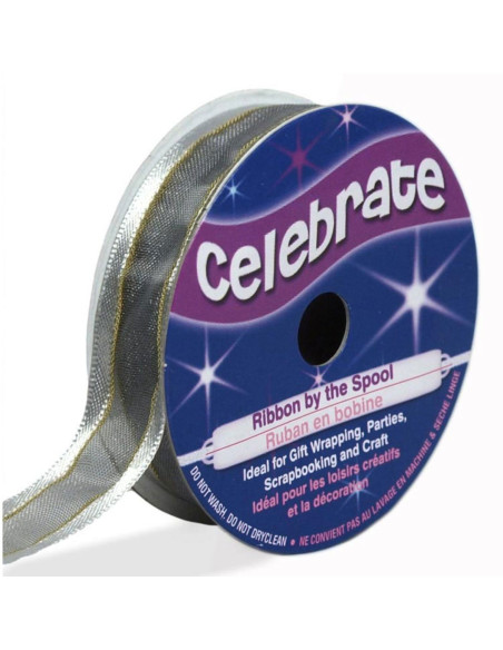 Fita de organza Celebrate prata - 15 mm x 5 m