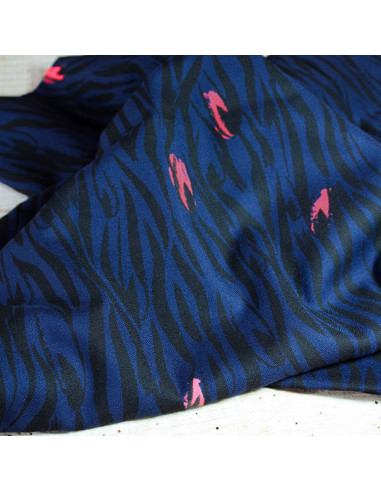 Tecido crepe de viscose Zebra azul - Églantine & Zoé