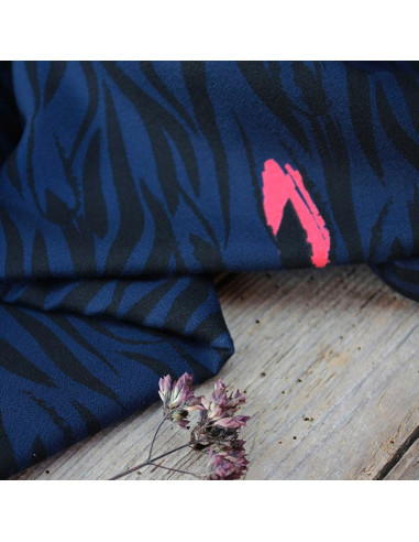 Tecido crepe de viscose Zebra azul - Églantine & Zoé