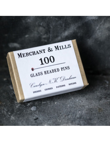 Caixa de 100 alfinetes extra finos com cabeça de vidro Merchant & Mills