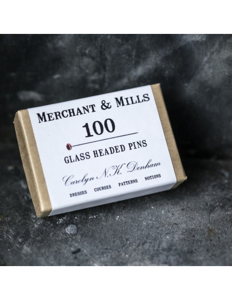 Caixa de 100 alfinetes extra finos com cabeça de vidro Merchant & Mills