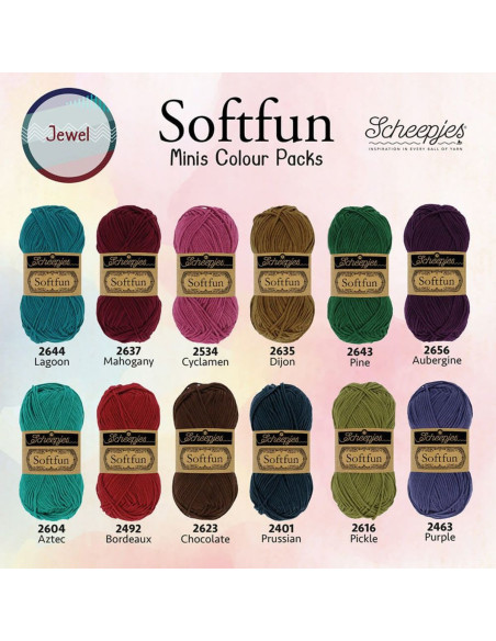 Conjunto de 12 mini novelos Scheepjes Soft Fun - Jewel