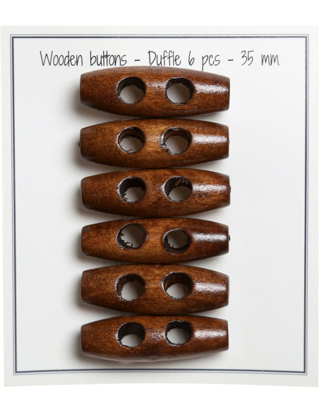 Conjunto de 6 botões bastonete de madeira marrom claro 35 mm