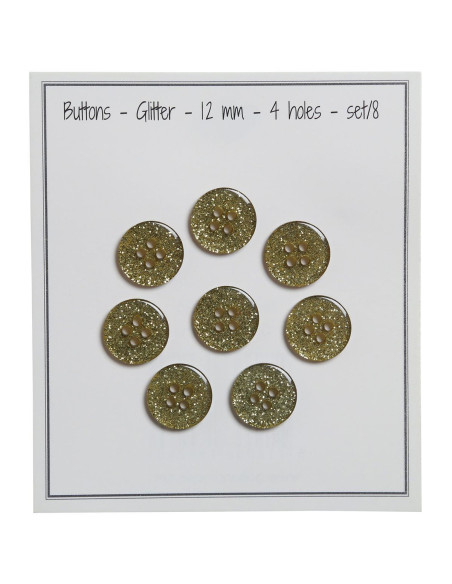 Conjunto de 8 botões Glitter 12 mm - Verde
